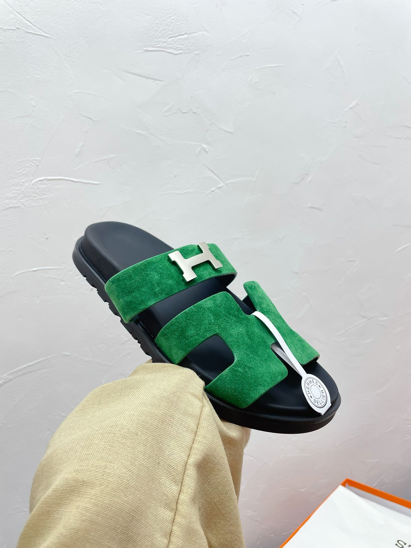 HERMES CHYPRE SANDAL OCEAN SUEDE WITH H BUCKLE