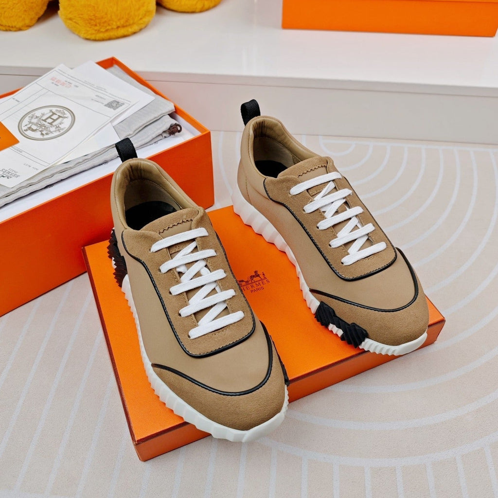 HERMES BOUNCING SNEAKERS BROWN CALFSKIN STYLIZED