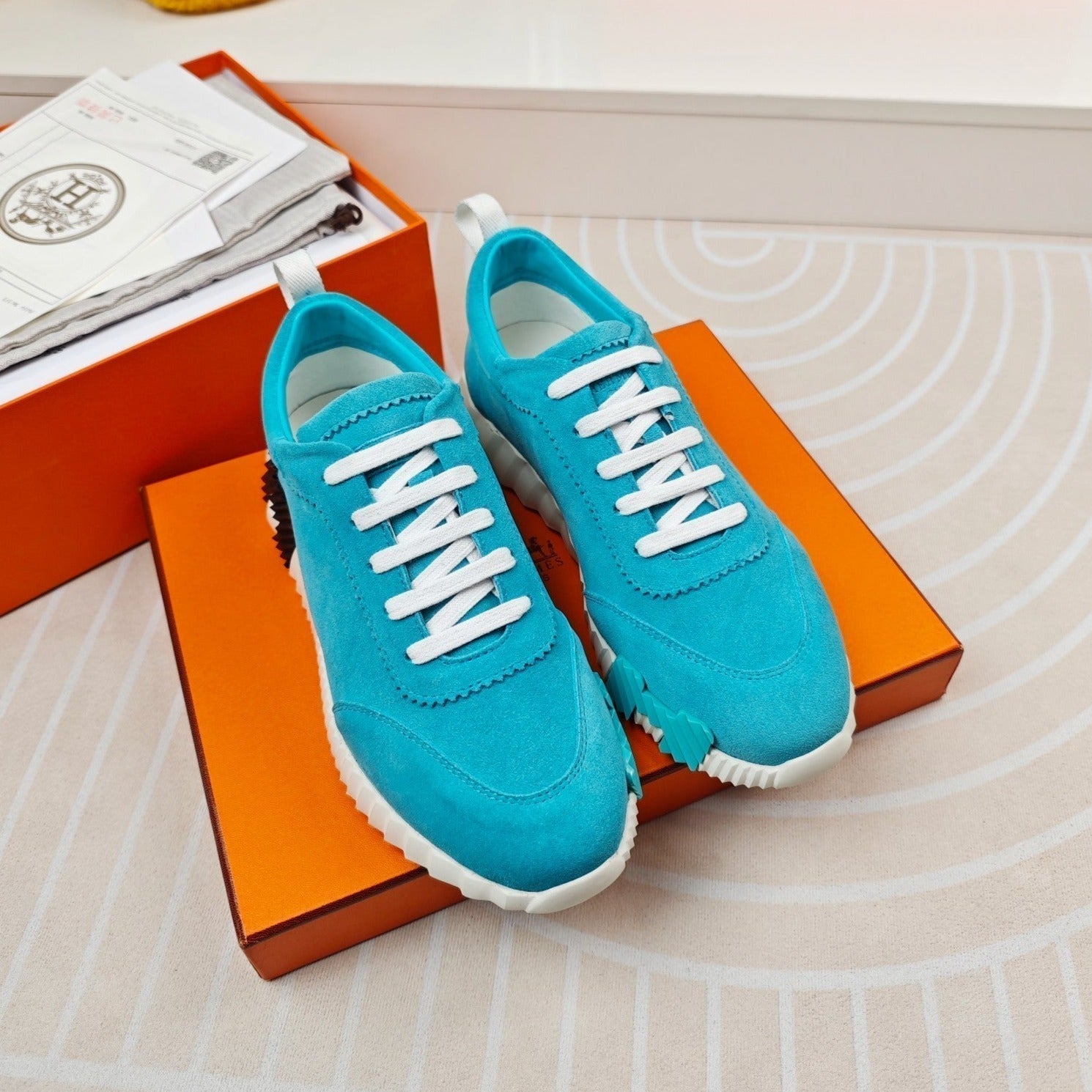 HERMES BOUNCING SNEAKERS SKY BLUE CALFSKIN