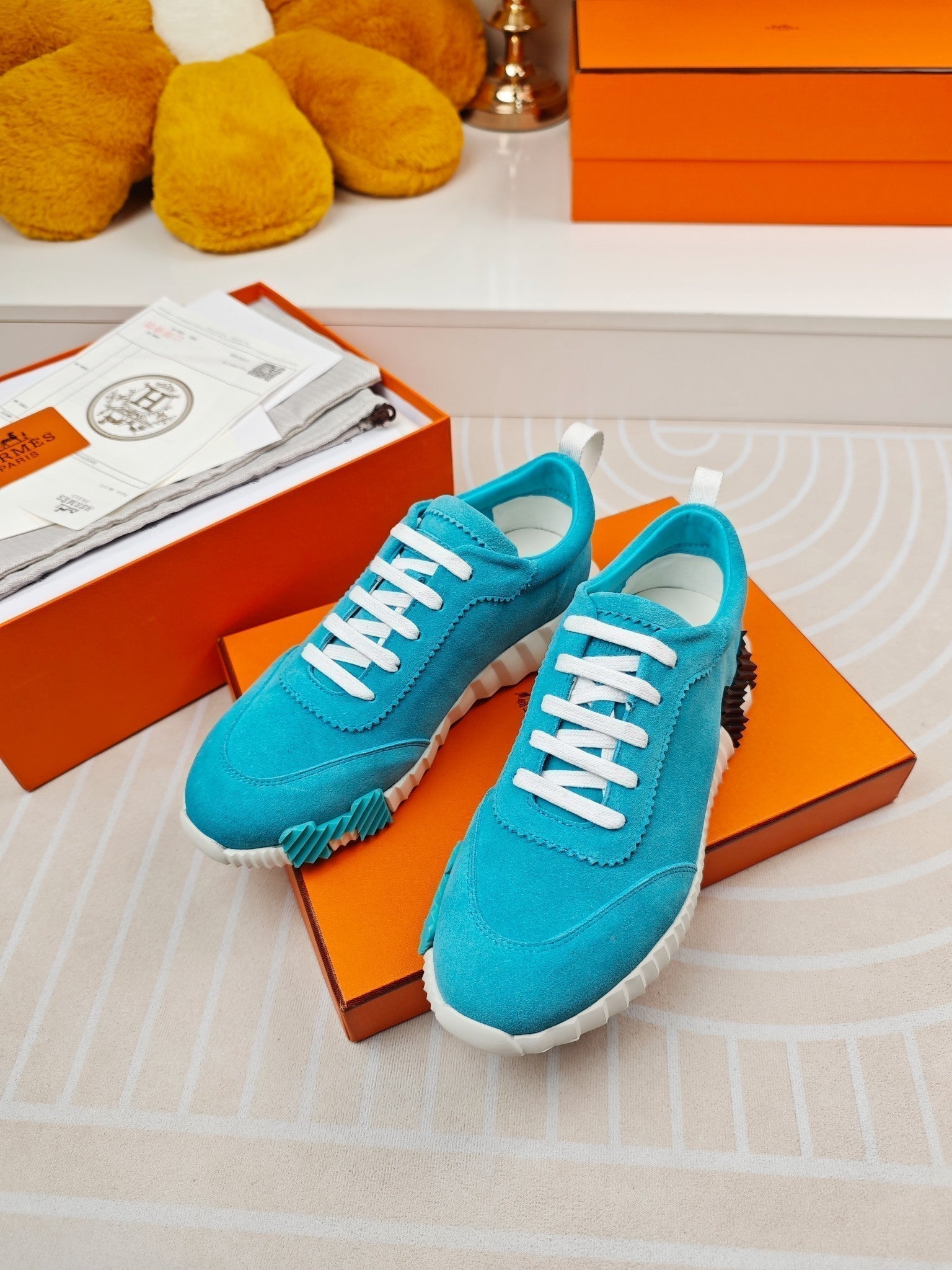 HERMES BOUNCING SNEAKERS SKY BLUE CALFSKIN