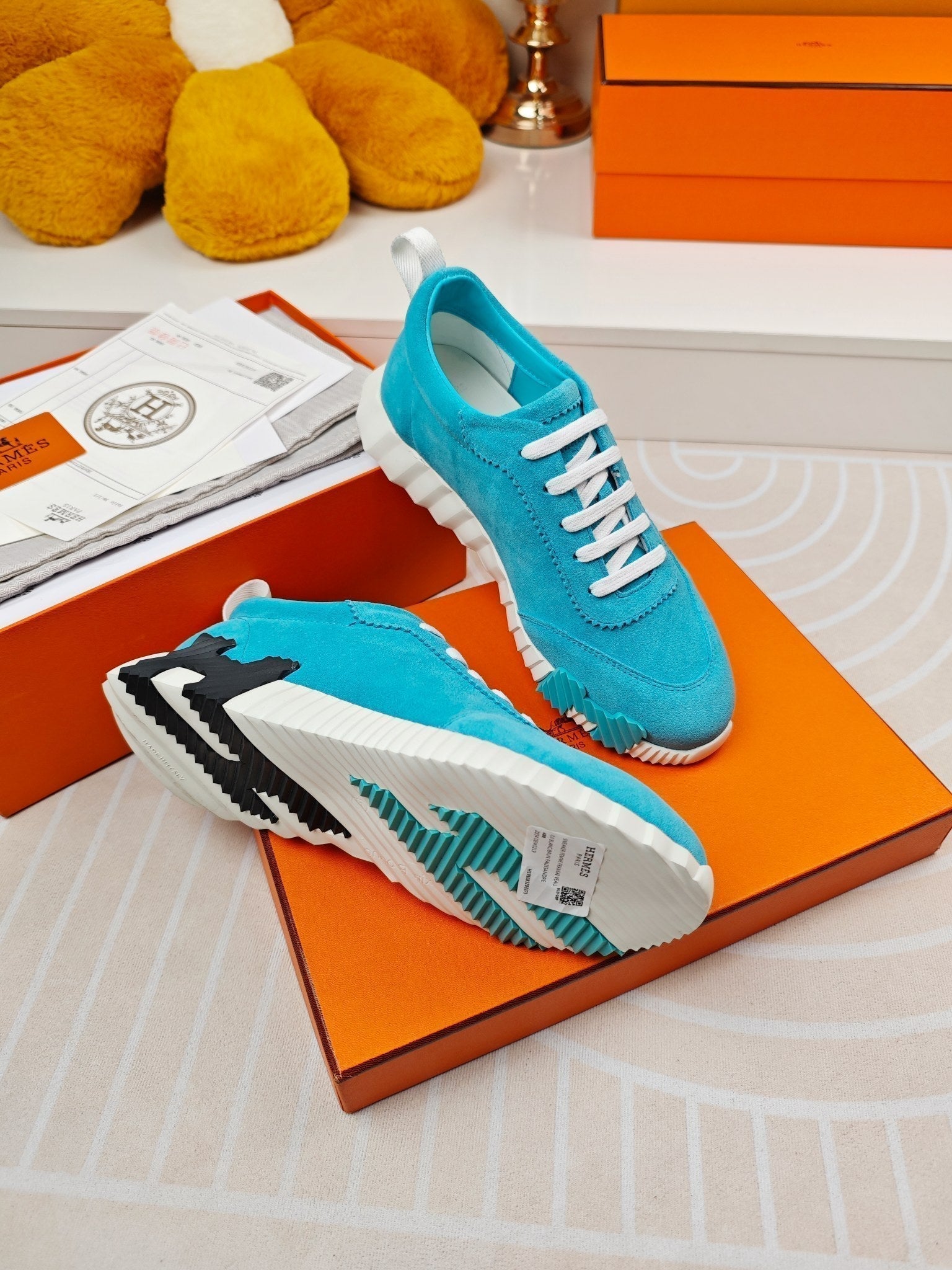 HERMES BOUNCING SNEAKERS SKY BLUE CALFSKIN