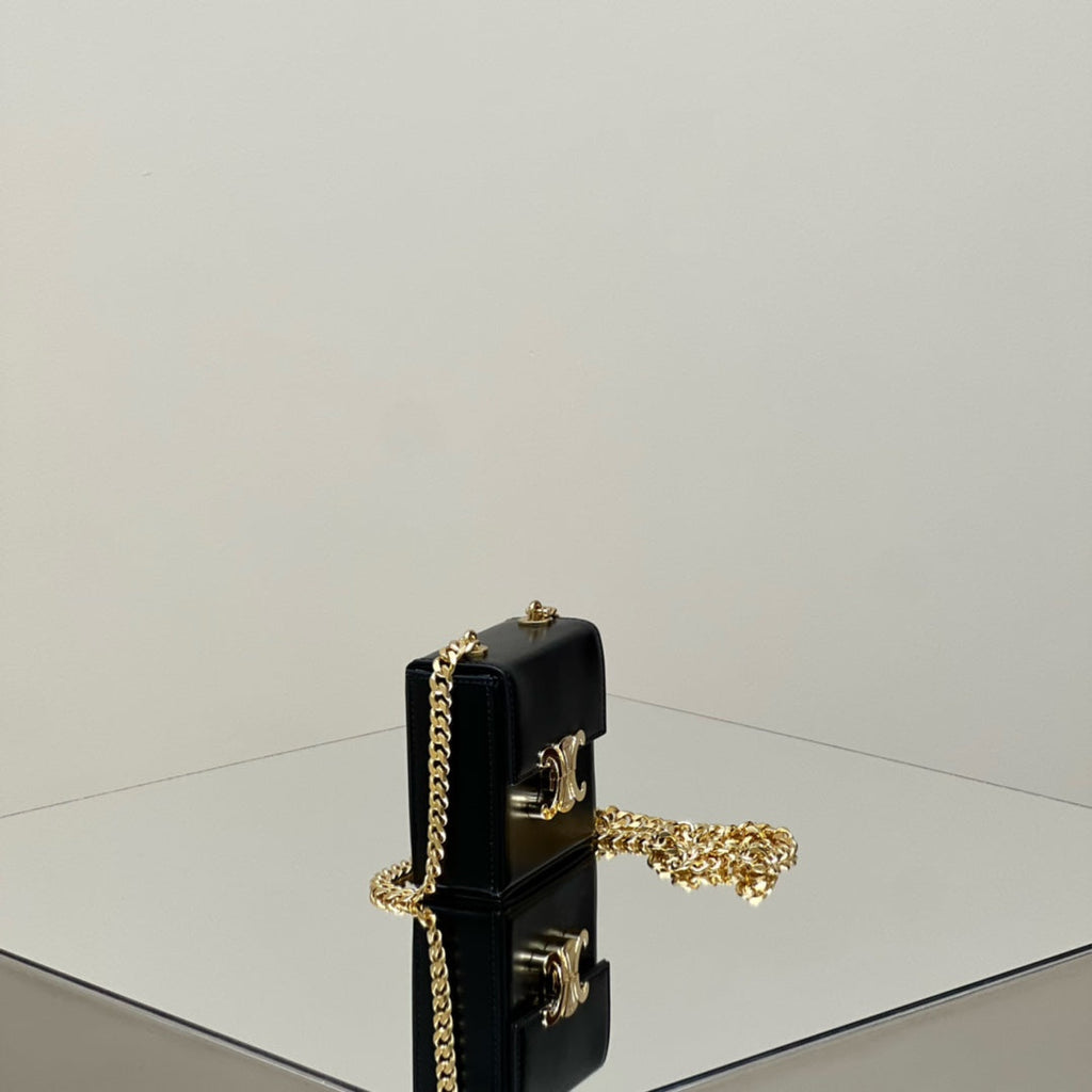 CELINE BOX TRIOMPHE 10 BLACK SHINY CALFSKIN