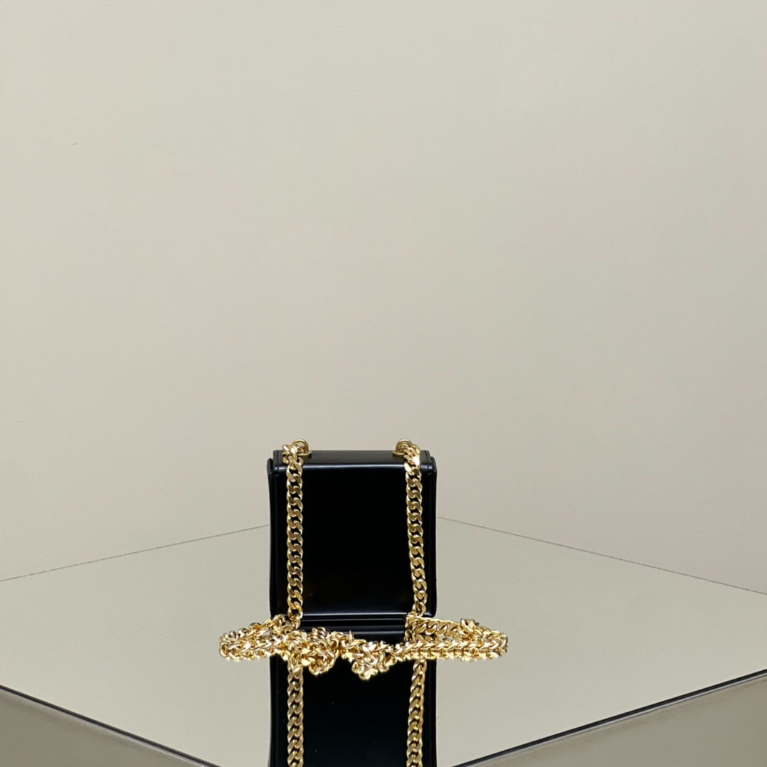 CELINE BOX TRIOMPHE 10 BLACK SHINY CALFSKIN