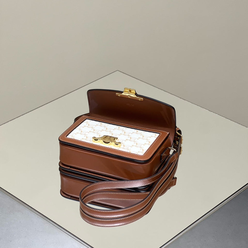 CELINE CLASSIQUE TRIOMPHE 22 CALFSKIN WHITE BROWN