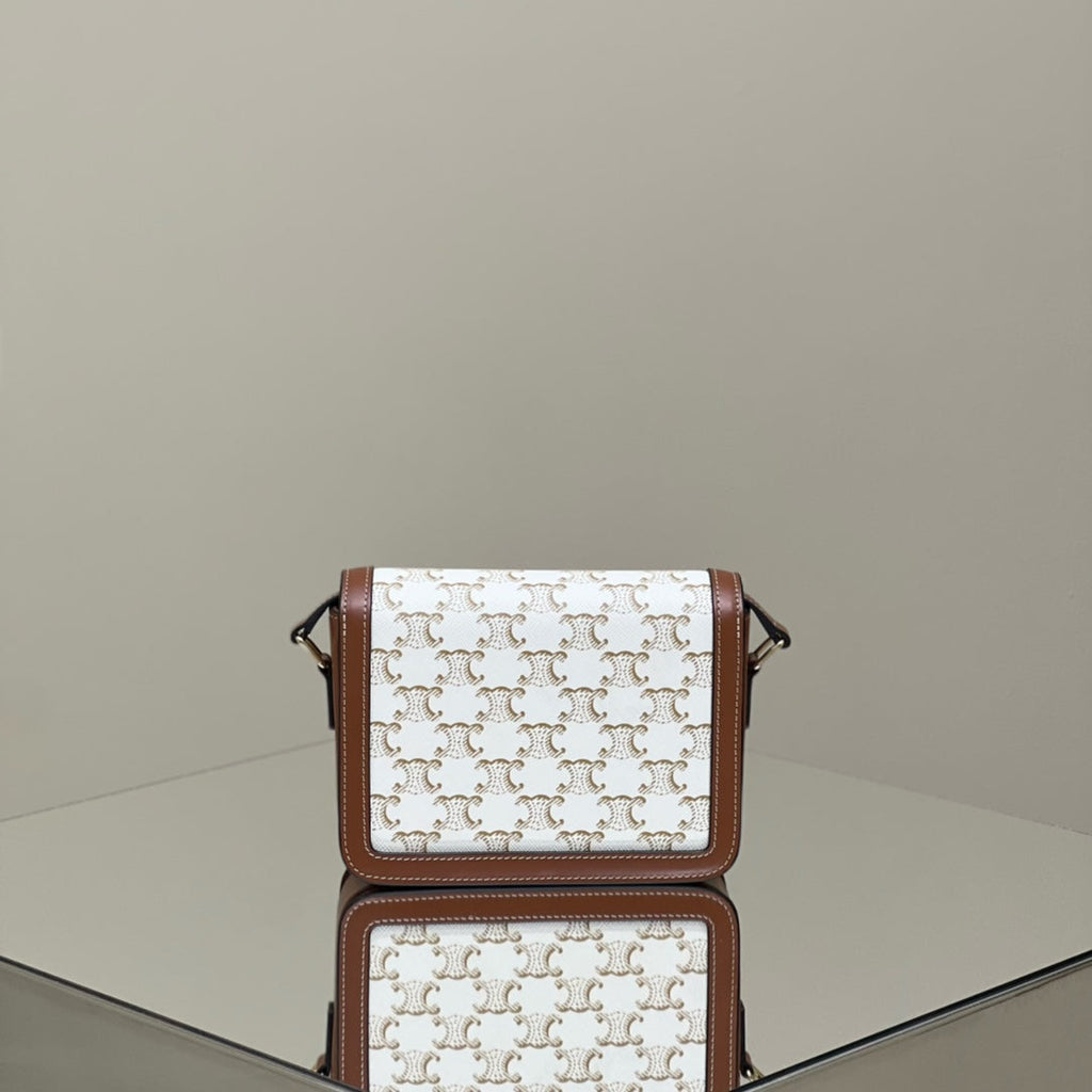 CELINE CLASSIQUE TRIOMPHE 22 CALFSKIN WHITE BROWN