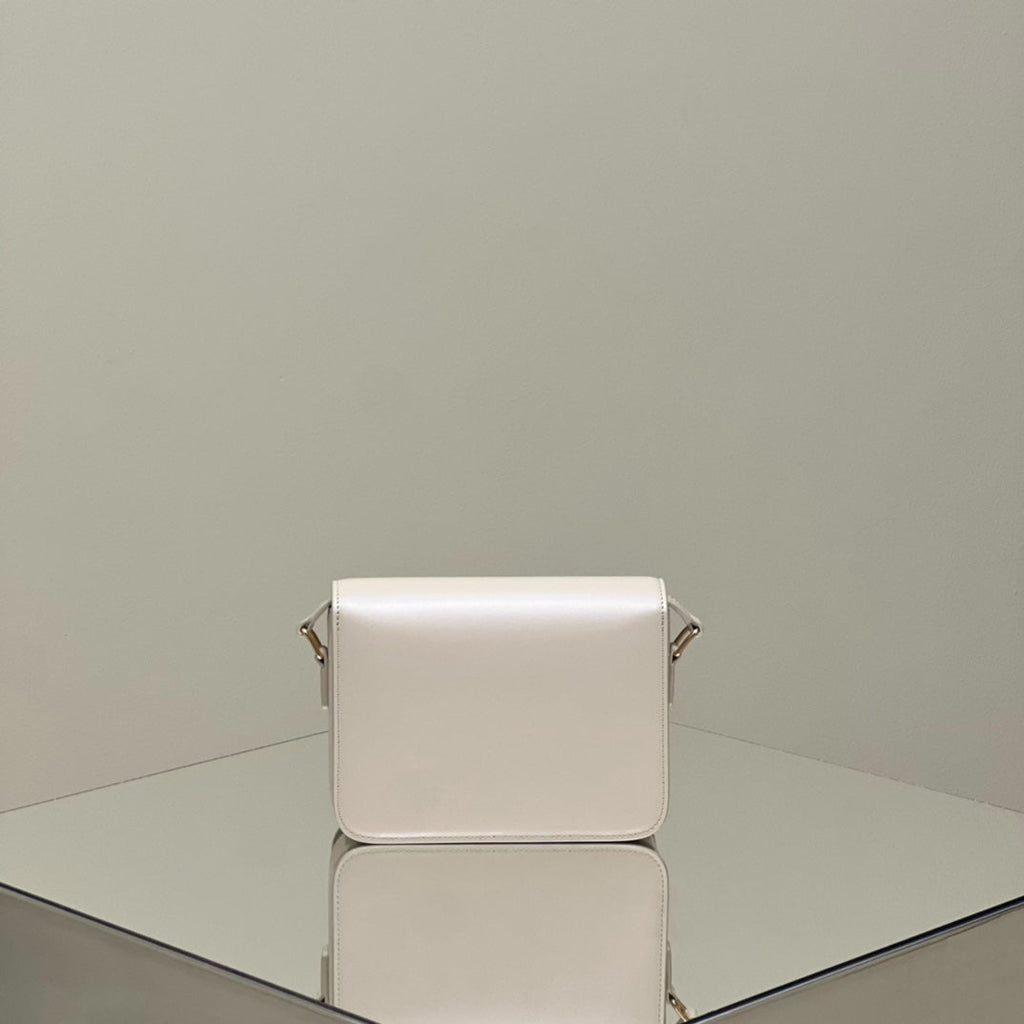CELINE MINI CLAUDE 22 SHINY CALFSKIN WHITE