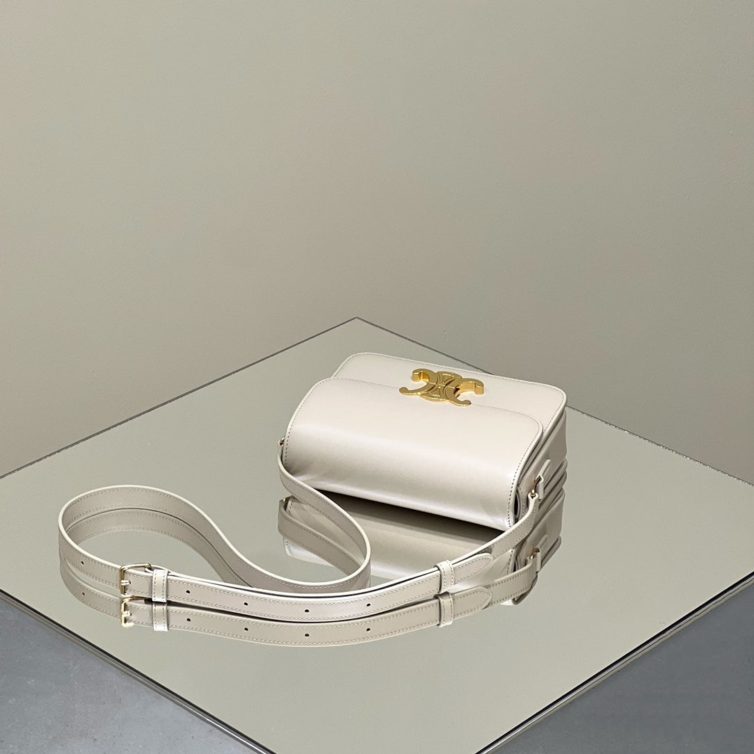 CELINE MINI CLAUDE 22 SHINY CALFSKIN WHITE