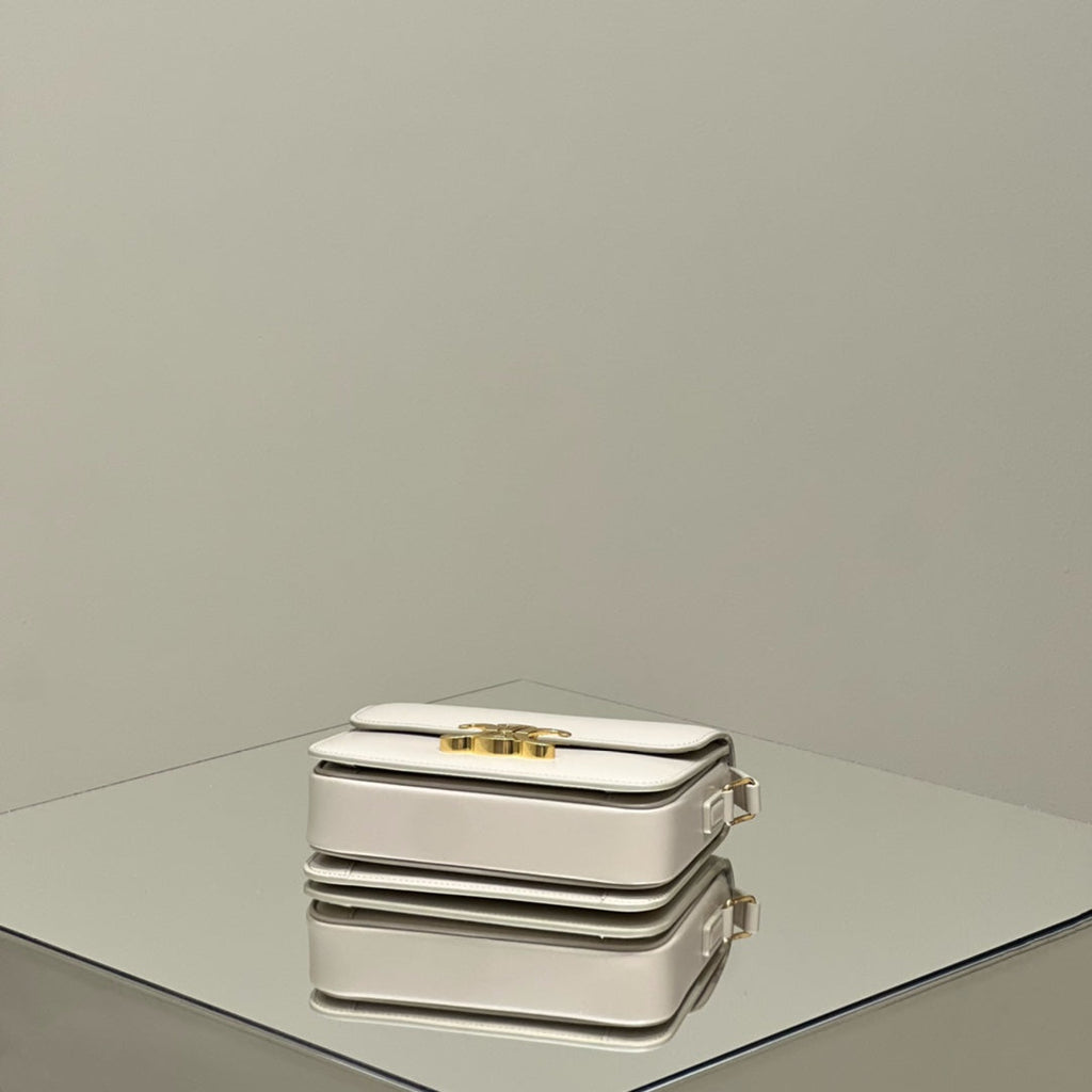 CELINE MINI CLAUDE 22 SHINY CALFSKIN WHITE