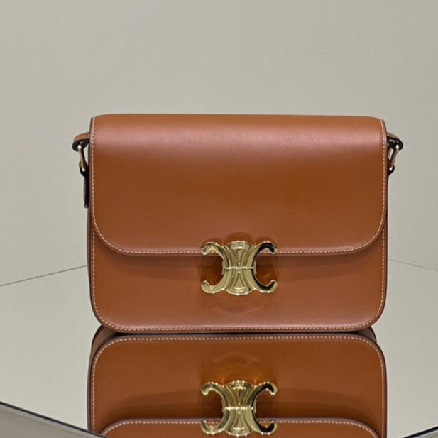 CELINE MINI CLAUDE 22 SHINY CALFSKIN CINNAMON BROWN