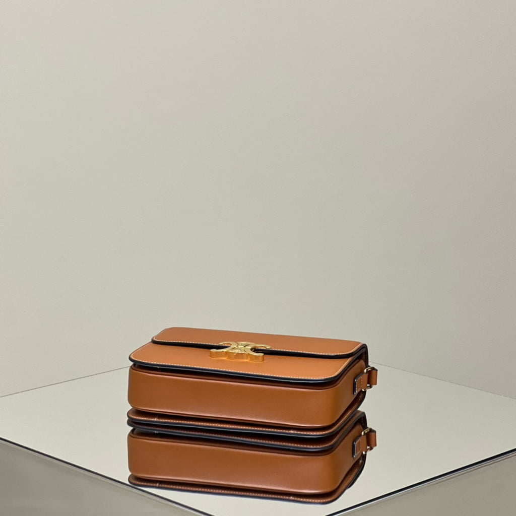 CELINE MINI CLAUDE 22 SHINY CALFSKIN CINNAMON BROWN