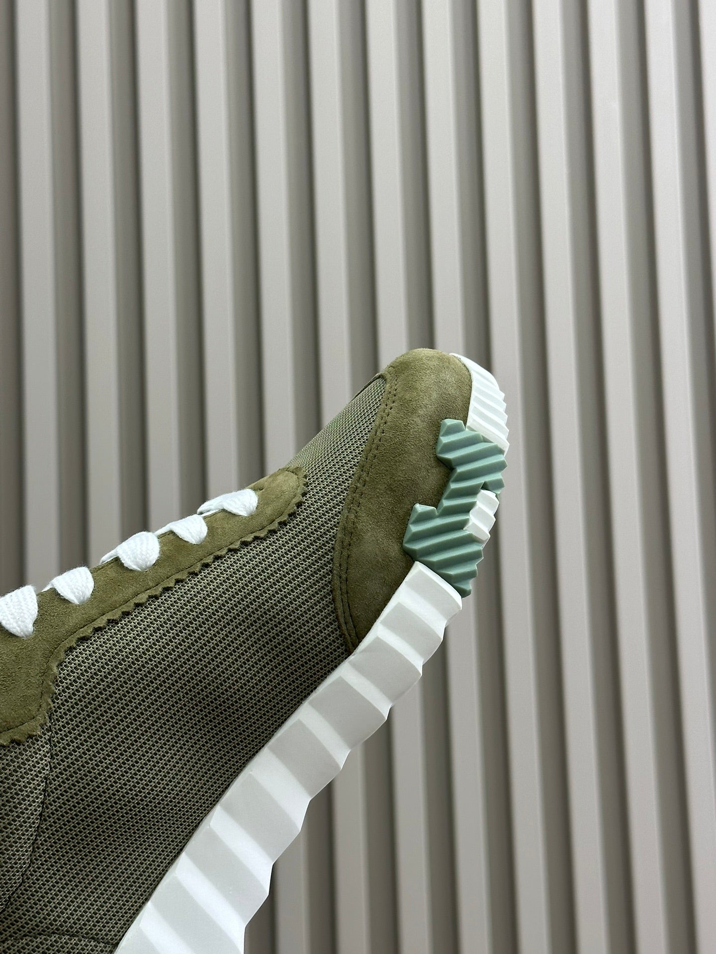 HERMES BOUNCING SNEAKERS OLIVE CALFSKIN