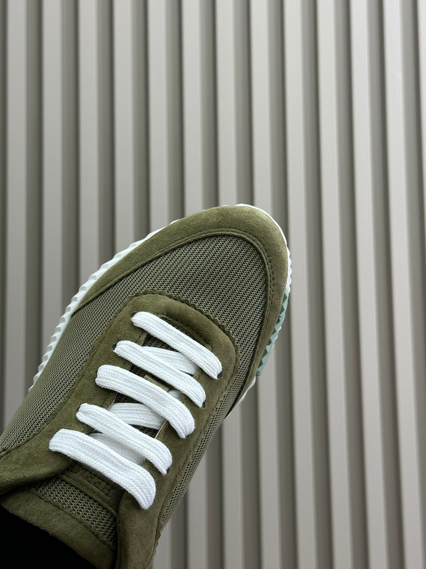 HERMES BOUNCING SNEAKERS OLIVE CALFSKIN