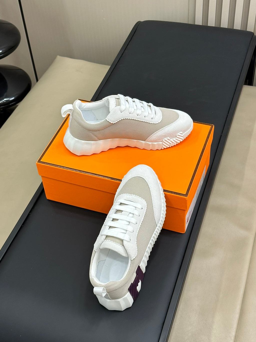 HERMES BOUNCING SNEAKERS BRIGHT GRAY CALFSKIN