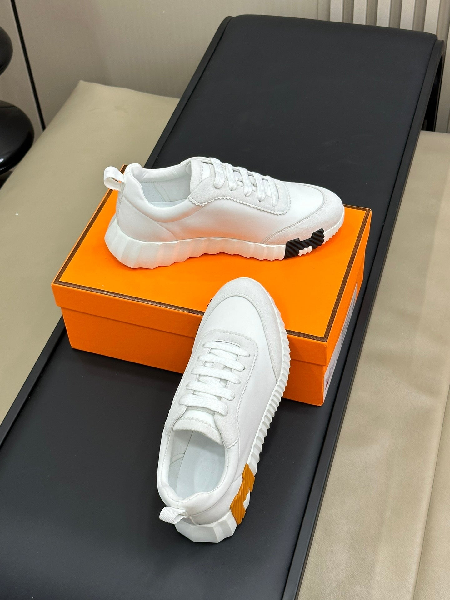 HERMES BOUNCING SNEAKERS WHITE CALFSKIN
