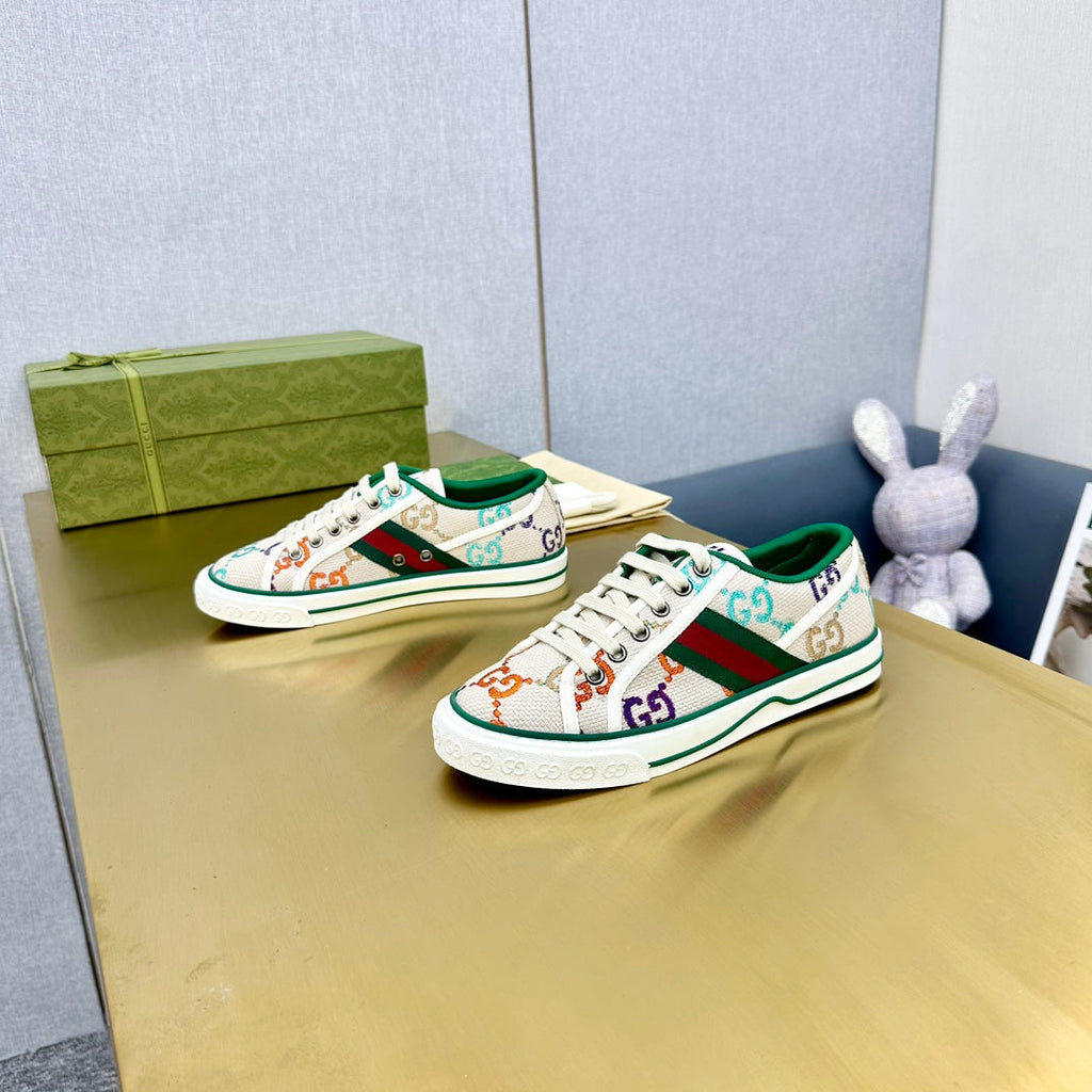 GUCCI TENNIS 1977 TRAINER LIGHT GRAY CANVAS