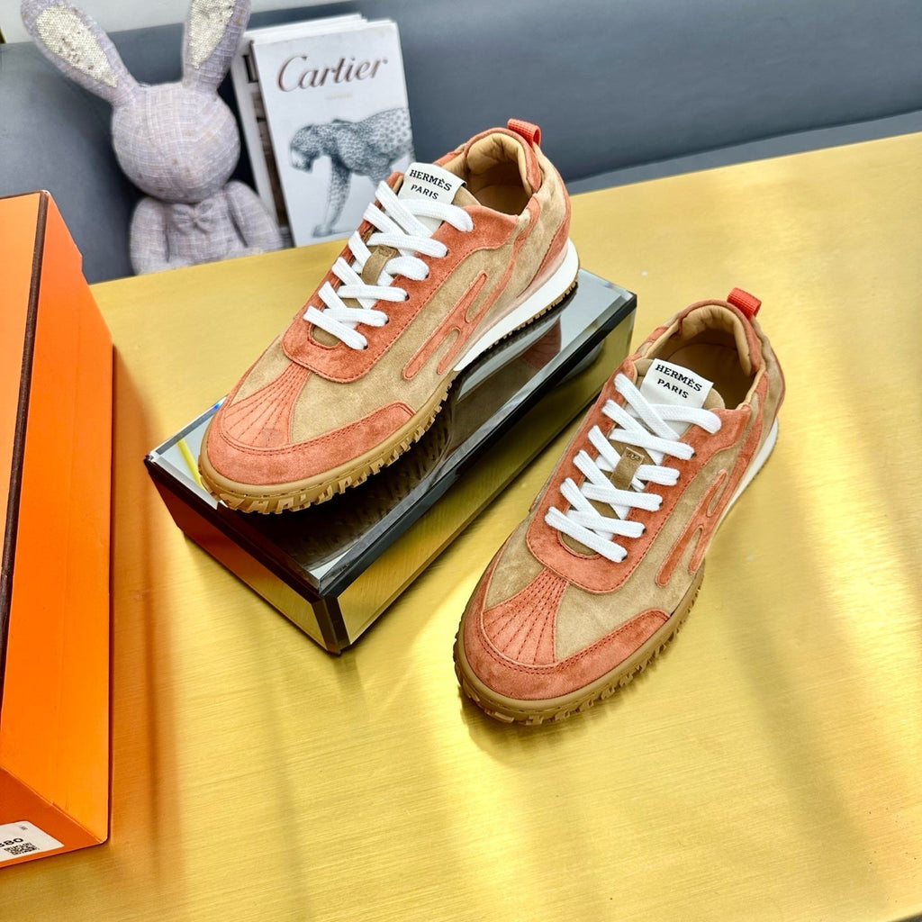 HERMES JET SNEAKER IN HONEY MIX TIGER ORANGE