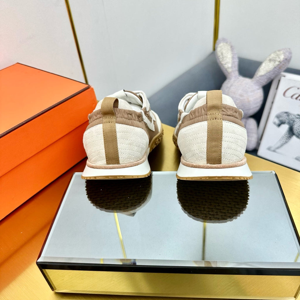 HERMES JET SNEAKER IN KHAKI MIX MEDIUM BROWN SUEDE