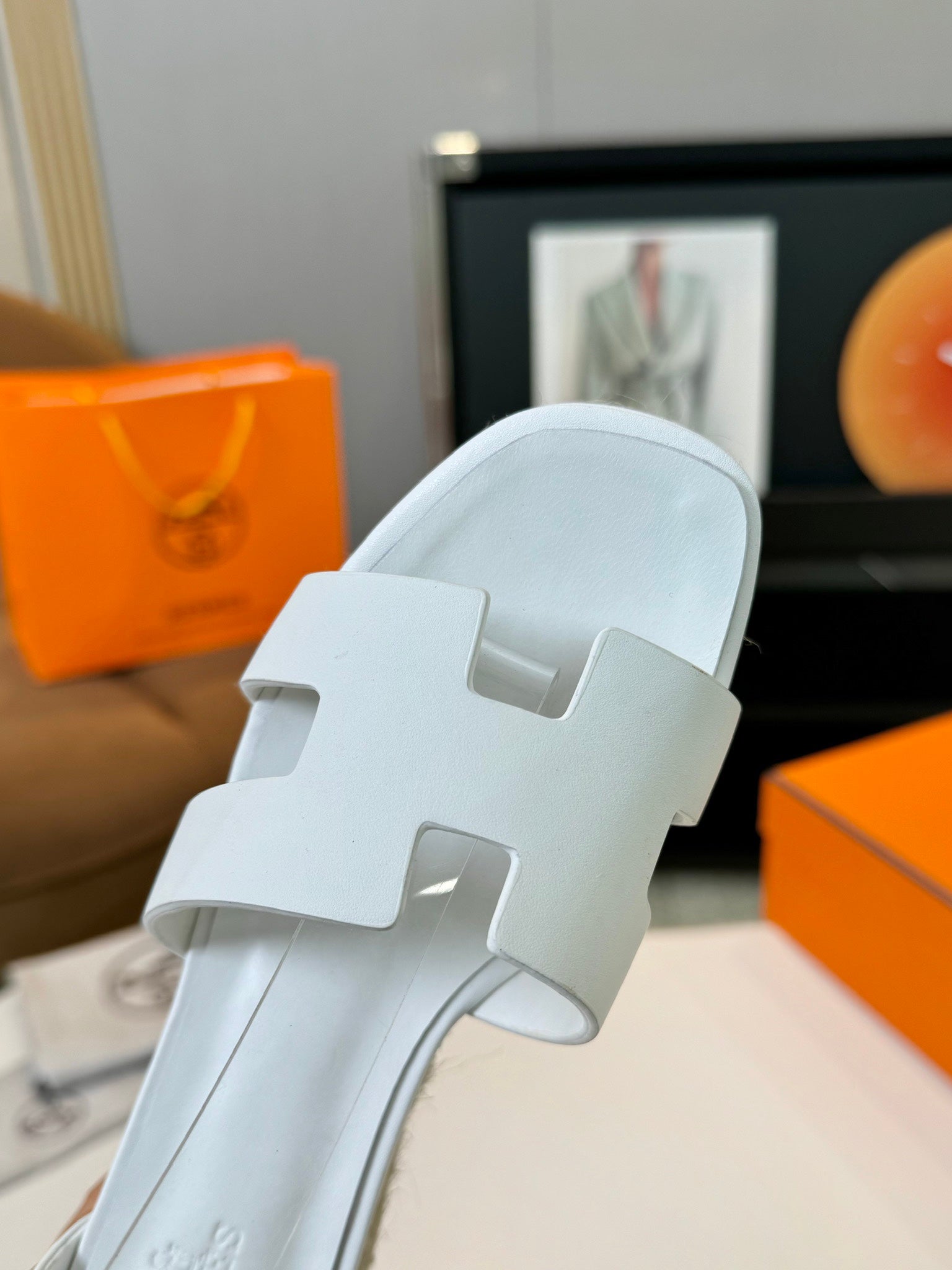 HERMES Elda espadrille 80 White Calfskin