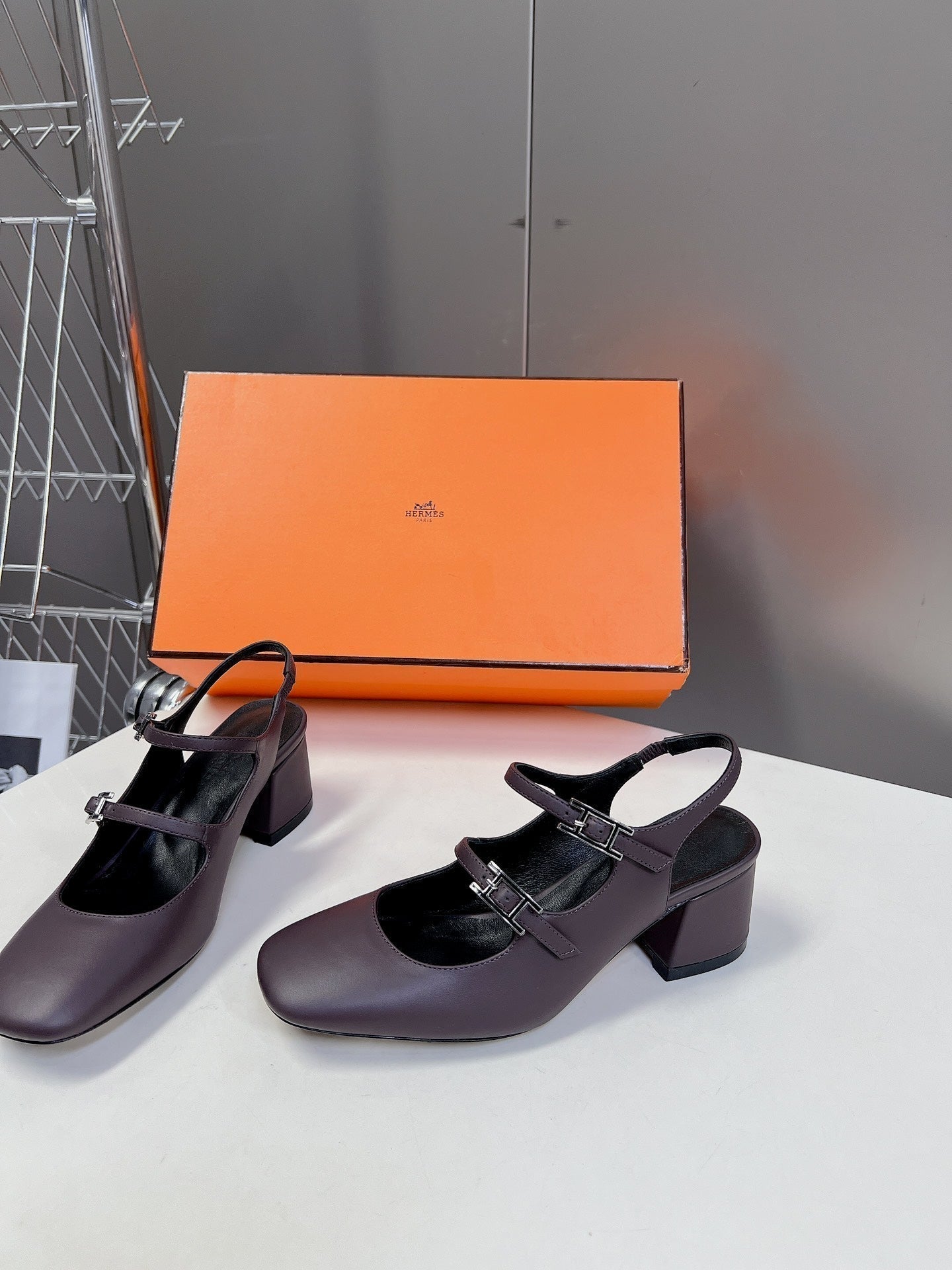 HERMES JACKIE 50 PUMP MAUVE LAMBSKIN