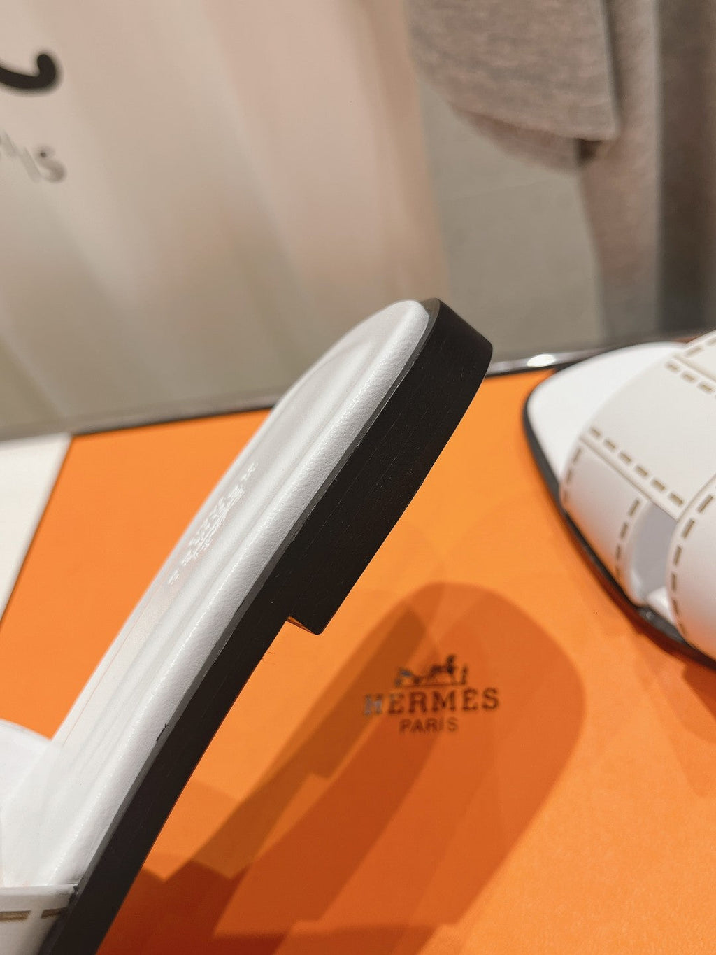 HERMES Idioma Sandal White Calfskin
