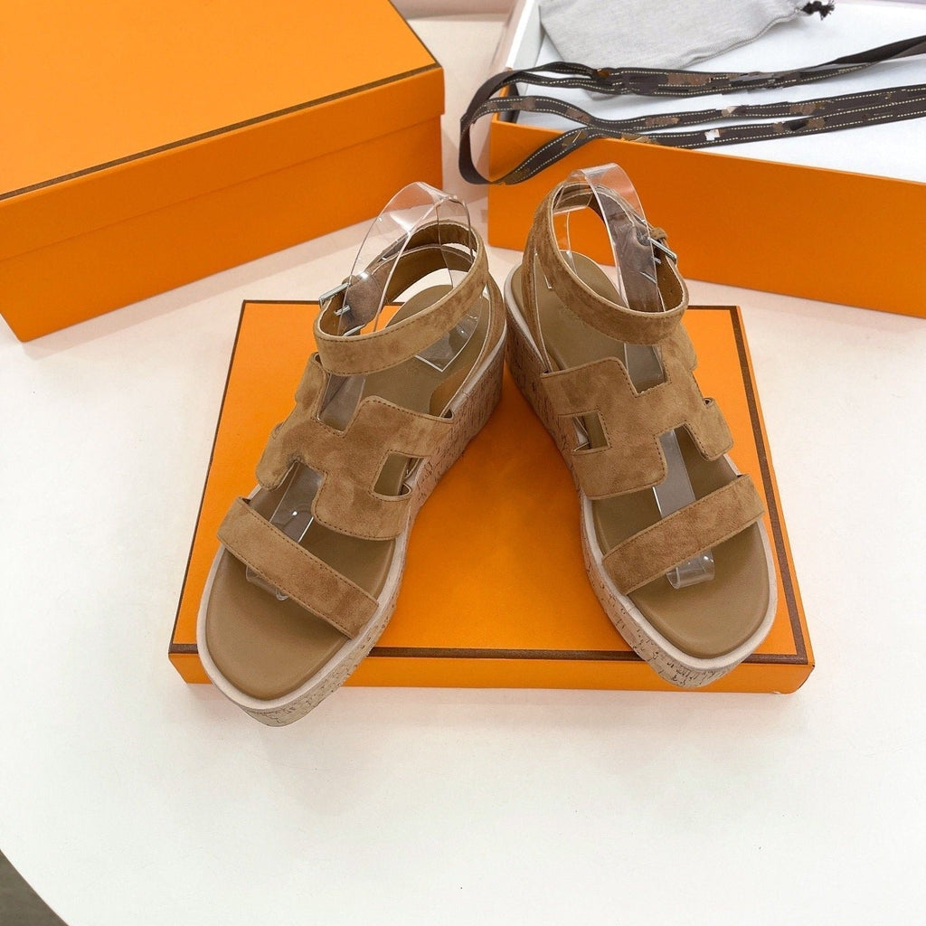 HERMES Havane 30 Sandal Brown Suede