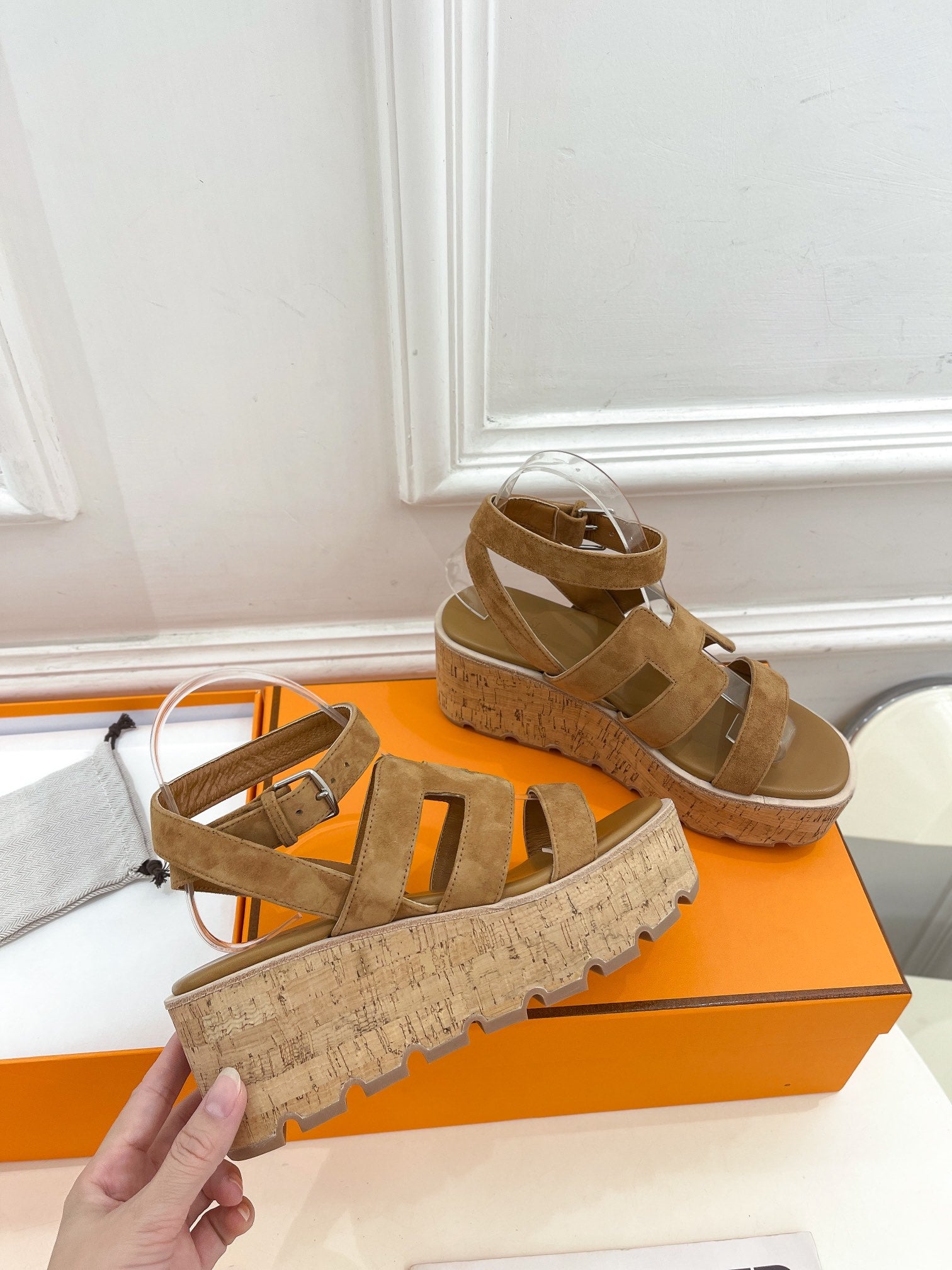 HERMES Havane 30 Sandal Brown Suede