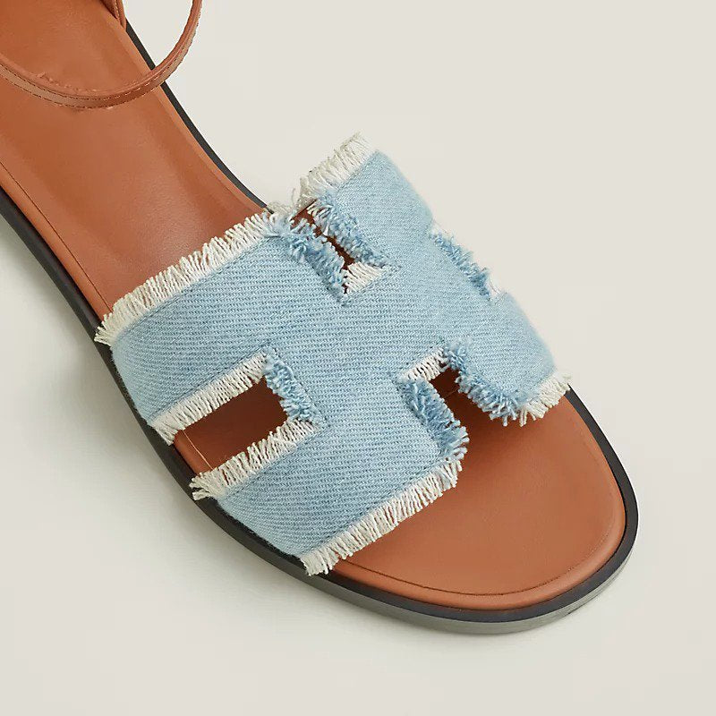 HERMES SANTORINI SANDAL BLEU CLAIR